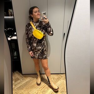 Marbleized Mock Neck Long Sleeve Dress